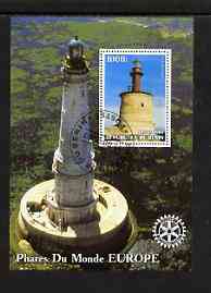 Benin 2003 Lighthouses of Europe perf m/sheet #01 with Rotary Logo fine cto used, stamps on lighthouses, stamps on rotary
