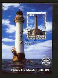 Benin 2003 Lighthouses of Europe perf m/sheet #02 with Rotary Logo fine cto used, stamps on lighthouses, stamps on rotary