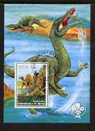 Benin 2003 Dinosaurs perf m/sheet #01 with Scout Logo fine cto used, stamps on dinosaurs, stamps on scouts