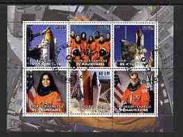 Mauritania 2003 The Columbia Shuttle Disaster perf sheetlet #01 containing 6 values fine cto used, stamps on , stamps on  stamps on space, stamps on  stamps on shuttle, stamps on  stamps on disasters
