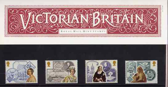 Great Britain 1987 Queen Victorias Accession 150th Anniversary set of 4 in official presentation pack, SG 1367-70, stamps on royalty, stamps on history, stamps on elections, stamps on newspapers, stamps on ships, stamps on cable, stamps on slania