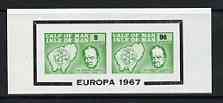 Calf of Man 1967 Europa overprinted on Churchill & Map imperf m/s (8 & 96m in green & black) unmounted mint (Rosen CA89MS), stamps on , stamps on  stamps on churchill, stamps on  stamps on maps, stamps on  stamps on europa