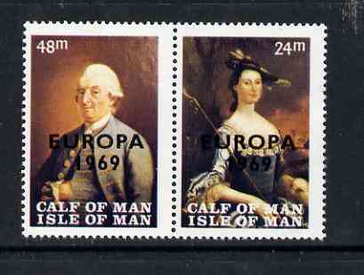 Calf of Man 1969 Europa overprinted on Paintings from Manx Museum #1 perf set of 2 unmounted mint (Rosen CA145-46), stamps on arts, stamps on museums, stamps on europa
