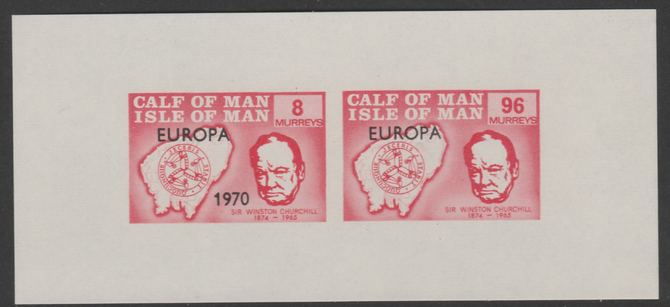 Calf of Man 1970 Europa optd on Churchill & Map imperf m/sheet (8m & 96m in red) with date missing from 96m unmounted mint (Rosen CA186MSa), stamps on europa, stamps on churchill, stamps on maps