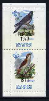 Calf of Man 1973 Europa opt'd on Birds rouletted m/sheet (showing 12m Cuckoo & 50m Nightingale) unmounted mint with Scout logo, Rosen CA315MS, stamps on europa, stamps on birds, stamps on cuckoo, stamps on nightingales, stamps on scouts