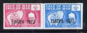 Calf of Man 1973 Europa optd on Churchill & Map (with Scout Logo) rouletted set of 2 unmounted mint (Rosen CA293-94), stamps on churchill, stamps on maps, stamps on scouts, stamps on europa