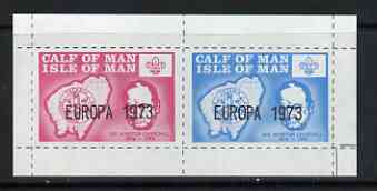 Calf of Man 1973 Europa optd on Churchill & Map (with Scout Logo) rouletted m/sheet unmounted mint (Rosen CA295MS), stamps on churchill, stamps on maps, stamps on scouts, stamps on europa