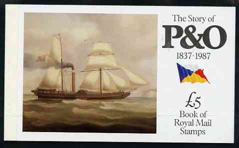 Great Britain 1987 The Story of P&O Â£5 Prestige booklet complete and very fine, SG DX08, stamps on , stamps on  stamps on ships