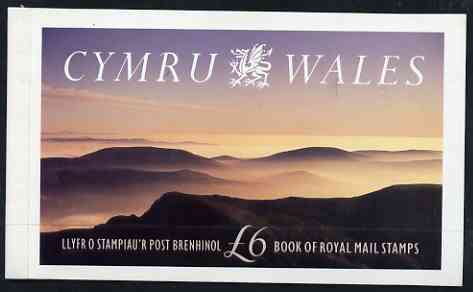 Great Britain 1992 Cymru-Wales Â£6 Prestige booklet complete and very fine, SG DX13, stamps on tourism, stamps on ovine, stamps on railways, stamps on pottery