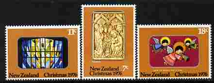 New Zealand 1976 Christmas perf set of 3 unmounted mint, SG 1129-31, stamps on christmas, stamps on angels, stamps on 