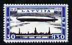 Latvia 1933 Charity 30-130s Graf Zeppelin being a Hialeah forgery perf on gummed paper (as SG 245), stamps on airships, stamps on zeppelins, stamps on aviation, stamps on forgery, stamps on forgeries, stamps on 