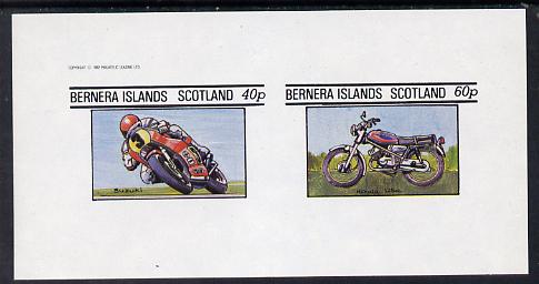 Bernera 1982 Motor Cycles (Suzuki & Honda) imperf set of 2 values (40p & 60p) unmounted mint, stamps on transport   motorbikes
