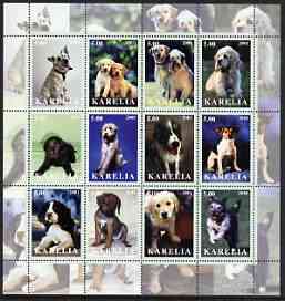 Karelia Republic 2001 Dogs #1 perf sheetlet containing complete set of 12 values, unmounted mint, stamps on dogs, stamps on 