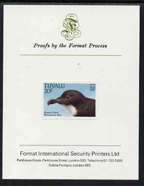 Tuvalu 1988 Phoenix Petrel 20c imperf proof mounted on Format International proof card, stamps on birds, stamps on petrels