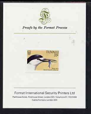 Tuvalu 1988 Sooty Tern 35c imperf proof mounted on Format International proof card, stamps on , stamps on  stamps on birds, stamps on  stamps on terns