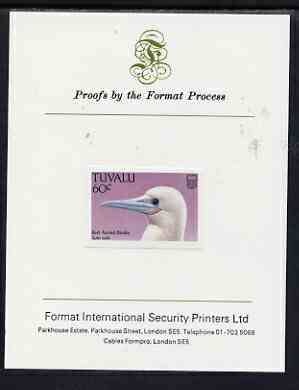 Tuvalu 1988 Red-Footed Booby 60c imperf proof mounted on Format International proof card, stamps on birds, stamps on sandpipers, stamps on stints