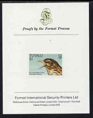 Tuvalu 1988 Long-Tailed Cuckoo $1 imperf proof mounted on Format International proof card, stamps on birds, stamps on cuckoo