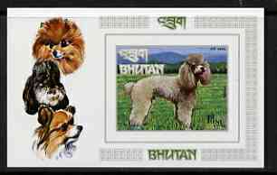 Bhutan 1973 Dogs Air imperf m/s unmounted mint Mi Bl 56B, stamps on dogs, stamps on poodle