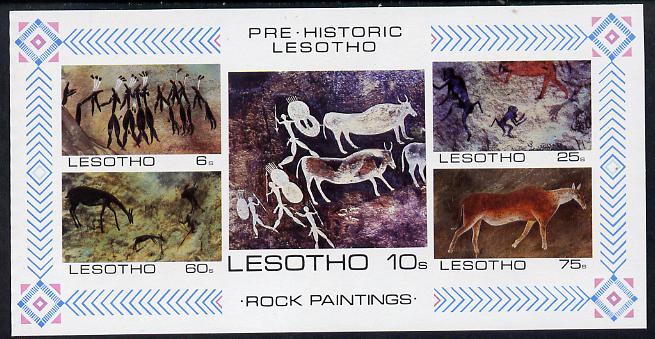 Lesotho 1983 Rock Paintings m/sheet imperf unmounted mint (SG MS 544), stamps on animals  arts  dinosaurs