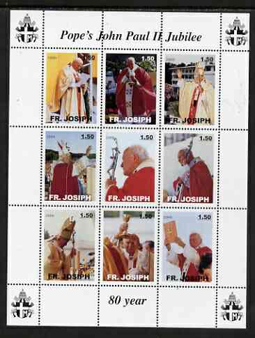 Fr Josiph Earth 2000 Pope John Paul II Jubilee perf sheetlet containing 9 values unmounted mint, stamps on personalities, stamps on religion, stamps on pope