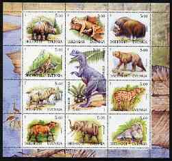 Evenkia Republic 2000 Dinosaurs perf sheetlet containing 12 values unmounted mint, stamps on dinosaurs