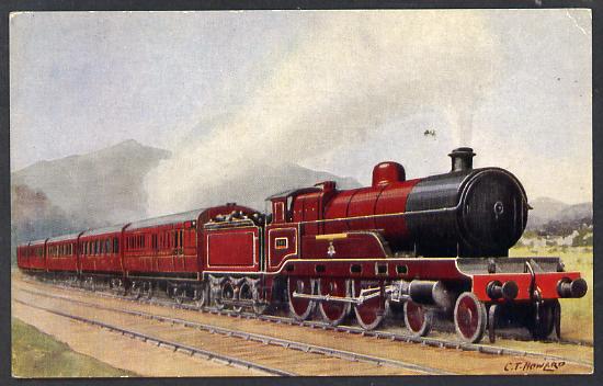 Postcard by J Salmon - London & North Western Railway Claughton type in LMS livery, in colour, unused and in good condition, stamps on railways