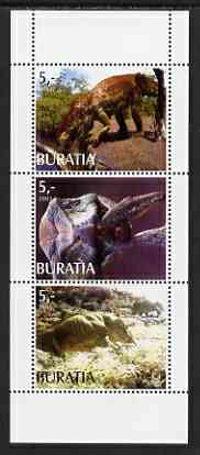 Buriatia Republic 2003 Dinosaurs perf set of 3 values unmounted mint, stamps on dinosaurs