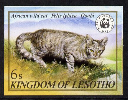 Lesotho 1981 WWF - Wild Cat 6s value imperf single unmounted mint as SG 468, stamps on animals, stamps on cats, stamps on , stamps on  wwf , stamps on 
