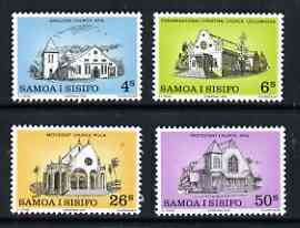 Samoa 1979 Christmas - Churches perf set of 4 unmounted mint, SG 556-59, stamps on christmas, stamps on churches