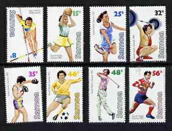 Samoa 1983 South Pacific Games perf set of 8 unmounted mint, SG 639-46*, stamps on sport, stamps on golf, stamps on pole vault, stamps on netball, stamps on tennis, stamps on weightlifting, stamps on boxing, stamps on football, stamps on rugby