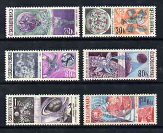 Czechoslovakia 1966 Space Research perf set of 6 unmounted mint, SG 1606-11, stamps on space, stamps on satellites