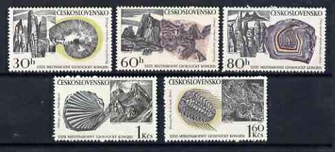 Czechoslovakia 1968 23rd Int Geological Congress perf set of 5 unmounted mint, SG 1760-64, stamps on minerals, stamps on geology, stamps on frogs, stamps on 