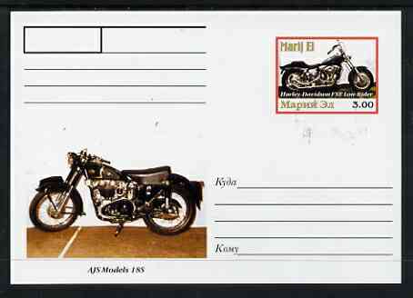 Marij El Republic 1999 Motorcycles postal stationery card No.09 from a series of 16 showing Harley & AJS, unused and pristine, stamps on motorbikes