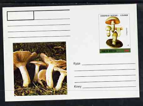 North Ossetia Republic 1999 Fungi #2 postal stationery card unused and pristine, stamps on fungi