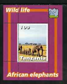 Tanzania 2003 Wild Life - Elephants perf souvenir sheet unmounted mint, stamps on animals, stamps on elephants