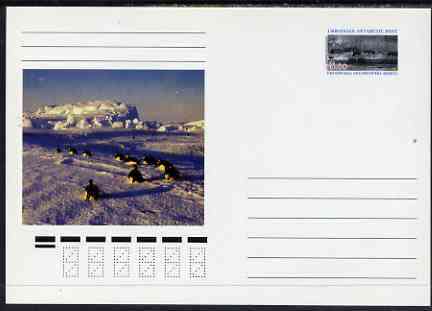 Ukranian Antarctic Post 1998 Polar Life #2 postal stationery card unused and pristine showing Scenic View & Penguins, stamps on polar, stamps on birds, stamps on penguins