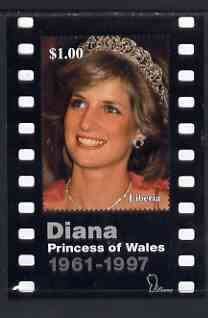 Liberia 1997 Princess Diana Memorial perf m/sheet (Portrait within strip of film) unmounted mint, stamps on royalty, stamps on diana, stamps on films