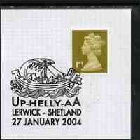 Postmark - Great Britain 2004 cover with Up-Helly-Aa Lerwick illustrated cancel (Viking Festival), stamps on vikings, stamps on folklore