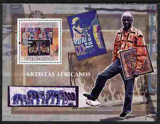 Guinea - Bissau 2009 Artists of Africa perf s/sheet unmounted mint Yv 449, Mi BL 699, stamps on personalities, stamps on arts, stamps on elephants