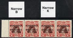 Cook Islands 1935 KG5 Silver Jubilee 1d (Capt Cook) red-brown & lake unmounted mint strip of 4 incl Narrow K and Narrow B varieties, SG 113/a/b, stamps on explorers, stamps on cook, stamps on , stamps on  kg5 , stamps on , stamps on silver jubilee