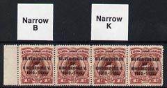 Cook Islands 1935 KG5 Silver Jubilee 1d (Capt Cook) red-brown & purple-lake shade unmounted mint strip of 4 incl Narrow 'K' and Narrow 'B' varieties, SG 113/a/bvar, stamps on explorers, stamps on cook, stamps on , stamps on  kg5 , stamps on , stamps on silver jubilee