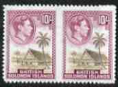 Solomon Islands 1939-51 Native House 10s (from def set)  Maryland forgery horiz pair imperf between unused, as SG 72 - the word Forgery is either handstamped or printed o..., stamps on maryland, stamps on forgery, stamps on forgeries, stamps on  kg6 , stamps on 
