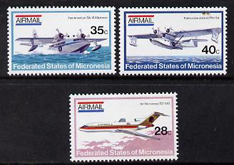 Micronesia 1984 Aircraft set of 3 values unmounted mint, SG 21-23, stamps on aviation
