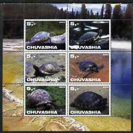 Chuvashia Republic 2003 Tortoises perf sheetlet containing set of 6 values unmounted mint, stamps on reptiles, stamps on tortoises