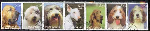Kalmikia Republic 2000 Dogs perf set of 7 values complete fine cto used , stamps on dogs, stamps on 