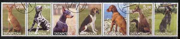 Tatarstan Republic 2000 Dogs perf set of 7 values complete fine cto used , stamps on dogs, stamps on 