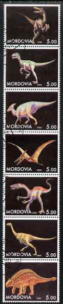 Mordovia Republic 2000 Dinosaurs perf set of 7 values complete fine cto used, stamps on dinosaurs