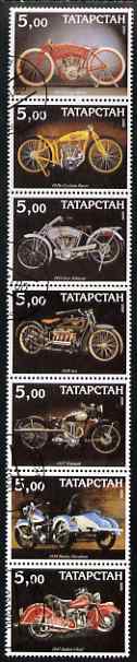 Tatarstan Republic 2000 Early Motorcycles perf set of 7 values complete fine cto used, stamps on motorbikes