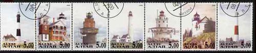 Altaj Republic 2000 Lighthouses perf set of 7 values complete fine cto used, stamps on lighthouses