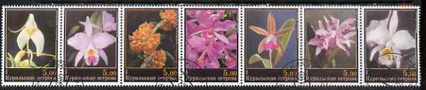 Kuril Islands 2000 Orchids perf set of 7 values complete fine cto used, stamps on flowers, stamps on orchids